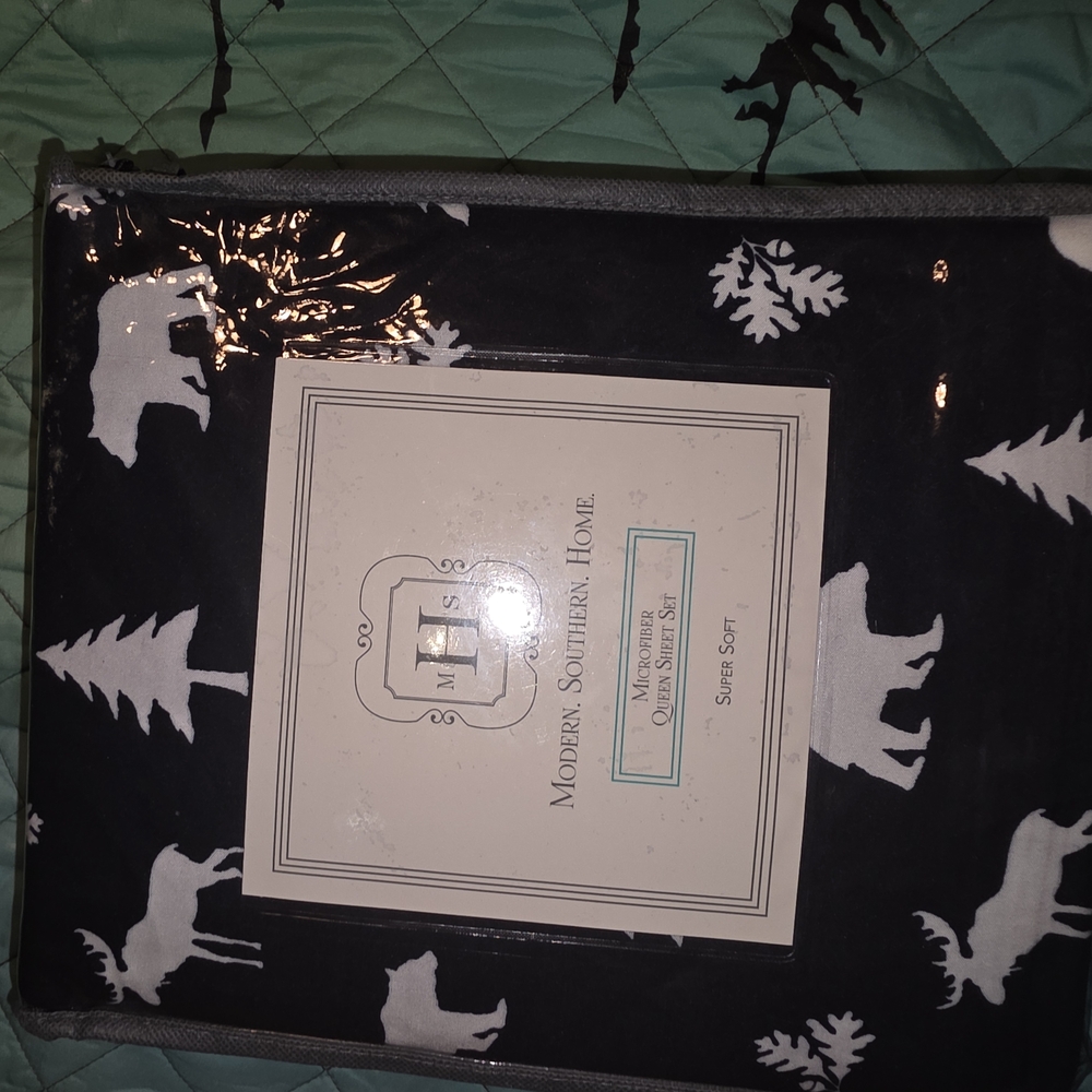Navy and White Bedding Queen Sheet Set